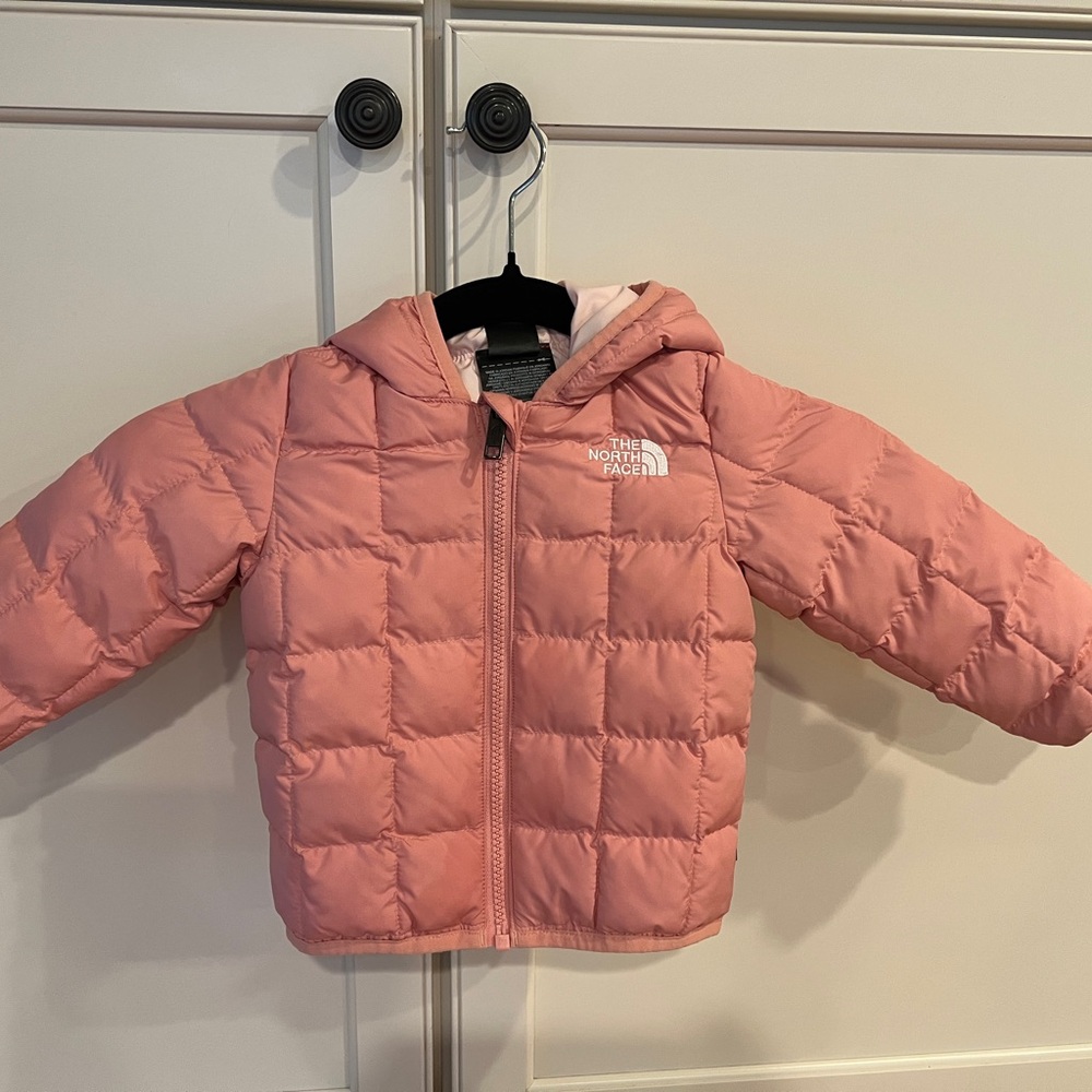 North Face Light Pink Baby Puffer Jacket (Reversible)